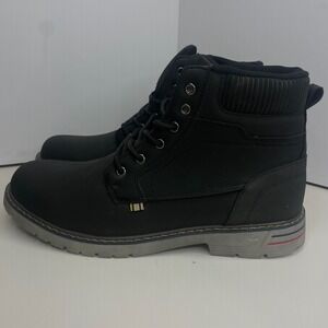 MISHANSHA Men's Black Leather Lace Up Work Boots Size 47 US 13